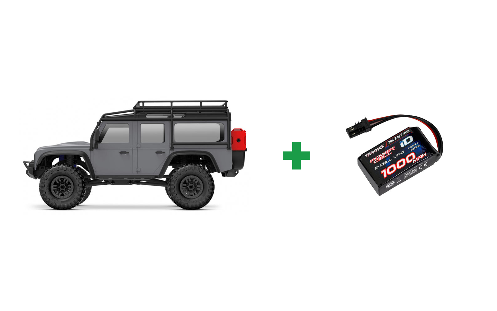 Traxxas TRX-4M 1/18 Land Rover Defender Crawler RTR - Sølv / Kompletpakke - Ekstra køretid
