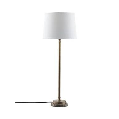 Kent Bordslampa med Vit skärm & Mässingfärgad fot