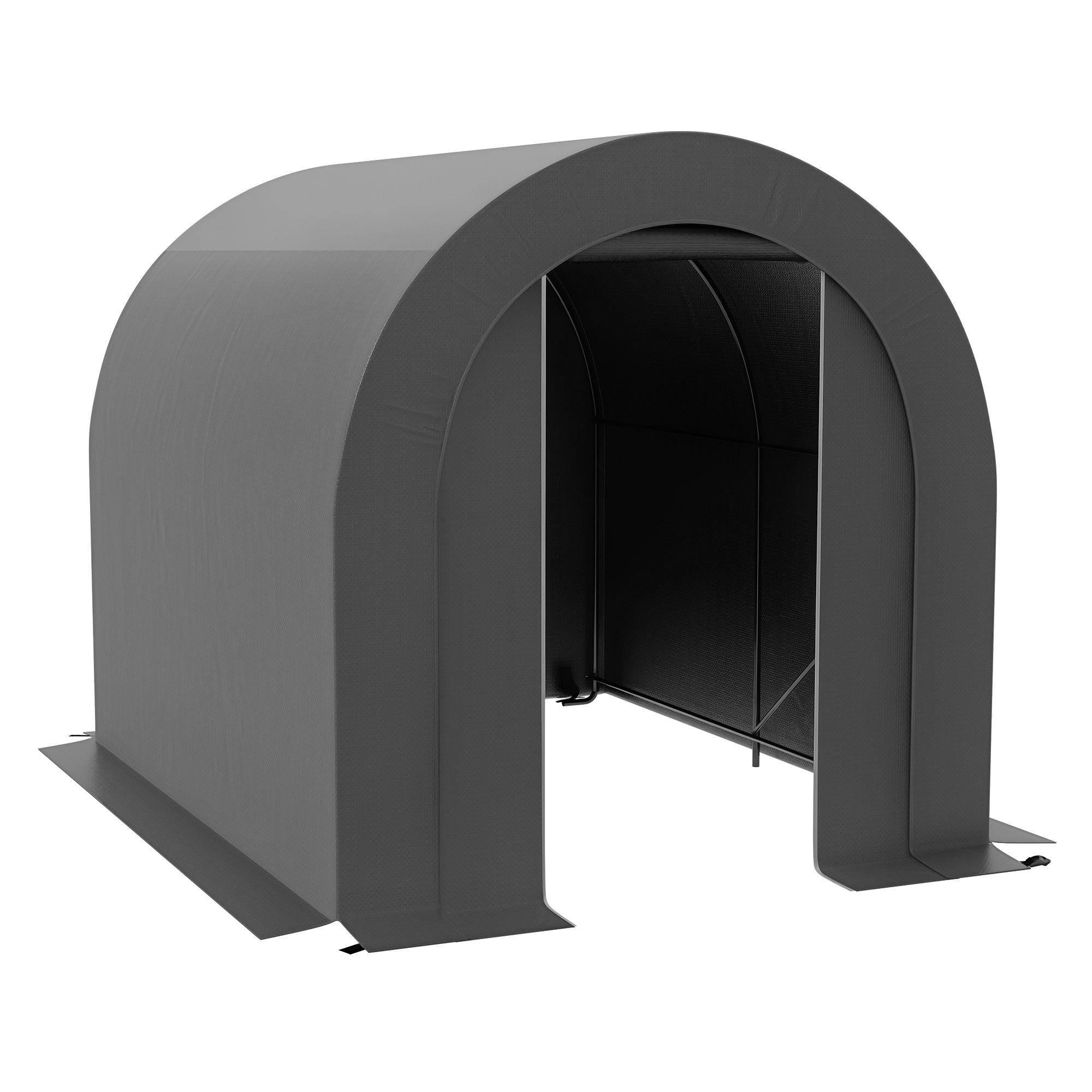 Trädgårdsbod utomhustält cykelskydd cykelgarage PE-överdrag metall 2,4 x 1,8 x 1,9 m mörkgrå