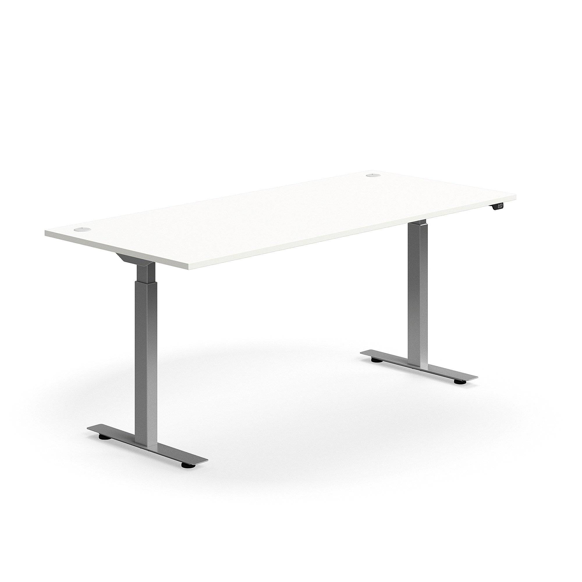 Skrivbord FLEXUS, höj- och sänkbart, 1800x800 mm, silver/vit