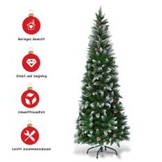 Snötäckt julgran med metallstativ och 630 spetsar PVC-nålar 220 cm