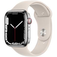Apple Watch Series 7 Rostfritt stål 45 mm (2021) | GPS + Cellular | silver | Sportband Stjärnglans