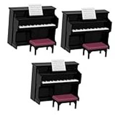 UPKOCH 3 Set Dockskåp Piano Miniatyr Flygel Miniatyr Leksaker Miniatyr Trädgårdsdekor Mini Piano Mini Piano Mini Utsmyckning Hemtillbehör Plast Barn Klassisk Pianobänk