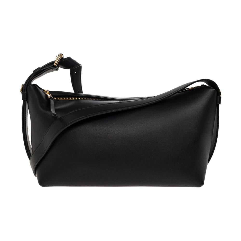 Moschino Skuldertaske i læder med logo - Tasker - Dame - Sort - ONE SIZE - Uld
