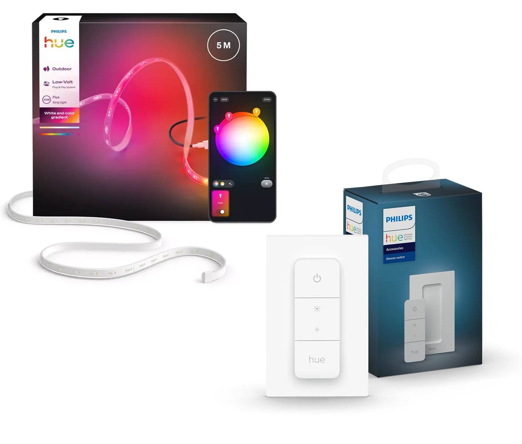 Philips Hue Flux Outdoor Lightstrip 5m + Dimmer – Smart Gradient Garden LED Bundle - Fri fragt og klar til levering - Prismatch