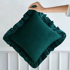 Velvety Softness And Romantic Charm Velvet Pillowcase Trimmed With A Delicate Frill That Will Add Subtle Elegance And Coziness To Your Interior. Velve - Dark Green