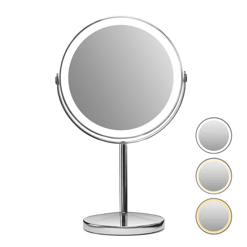 Makeup-spejl med tonet lys - 1x/10x forstørrelse