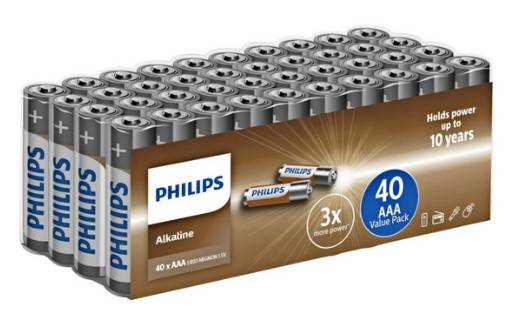 PHILIPS ALKALINE AAA BATTERI 40 STK/PAK