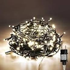 Gresonic LED-ljusslinga med 100/200/300/400 lysdioder, strömdriven med kontakt, för utomhus- och inomhusbruk, för trädgård, bröllop, jul, fest (Grön kabel, 200 lysdioder)