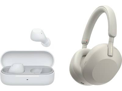 Sony WH-1000XM5 trådløse hovedtelefoner, over-ear (sølv) + WF-510 buds