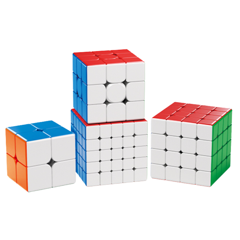 MoYu WCA 2x2-5x5 MeiLong Speed Cube Bundle Stickerless - 4 Pack Magic Cube Set - Rubiks Kub