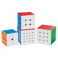 MoYu WCA 2x2-5x5 MeiLong Speed Cube Bundle Stickerless - 4 Pack Magic Cube Set - Rubiks Kub