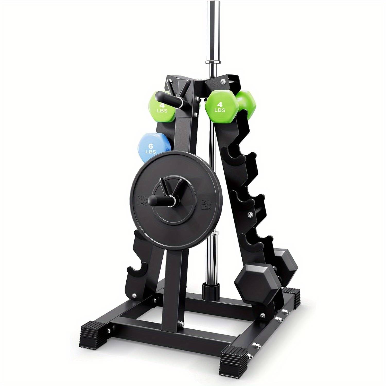 5-tier Dumbbell Rack Stand, Heavy Duty Weight Storage Rack For Home Gym, Holds Dumbbells, Barbell, Weight Plates (up To 1100lbs), Space Design (19.5x24.6x30.7 Inches), No-tool Assembly, Non-slip Base