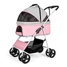 Hundbur, Hundlåda Stark Metal Pet Kennel Lekhage, Stor Hundbur Stål med förhindra utrymningslås för medelstora små hundar inomhus (Färg: Rosa, Storlek