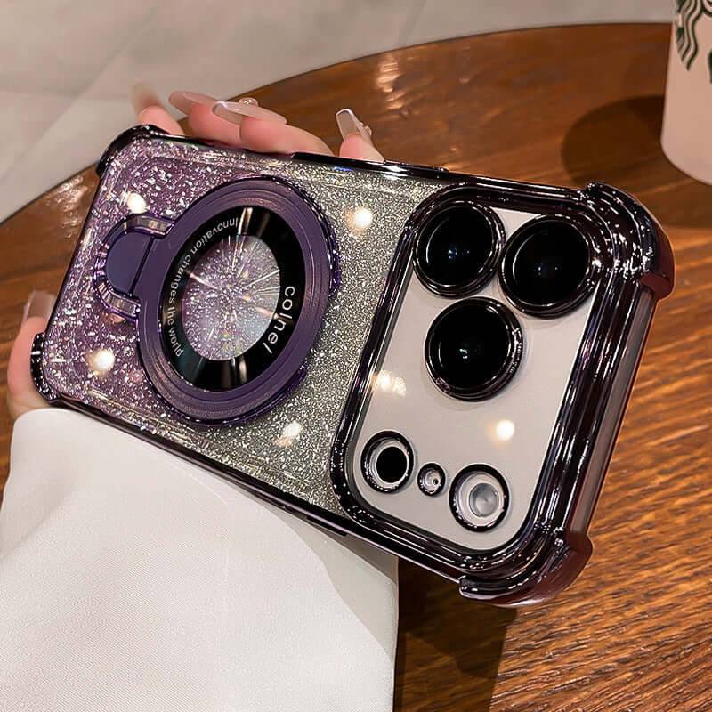 Four-Corner Airbag Drop-Proof Glitter Powder Phone Case - Dark Purple / IPhone16