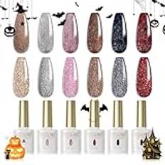 ROSALIND UV Nagellack Glitter Färg 6 Färger Glitter Rosa Röd Grå Brun Svart Gel Nagellack Set Färg Naglar UV Nagel Gel Polish För Lampa Nagel Salong Design Kit