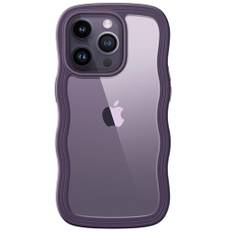 JETech Söt Fodral för iPhone 14 Pro Max 6,7-Tum, Vågformat Lockigt Stötskyddat Mobilskal för Kvinnor och Flickor, Clear Hård PC Baksida (Djuplila)