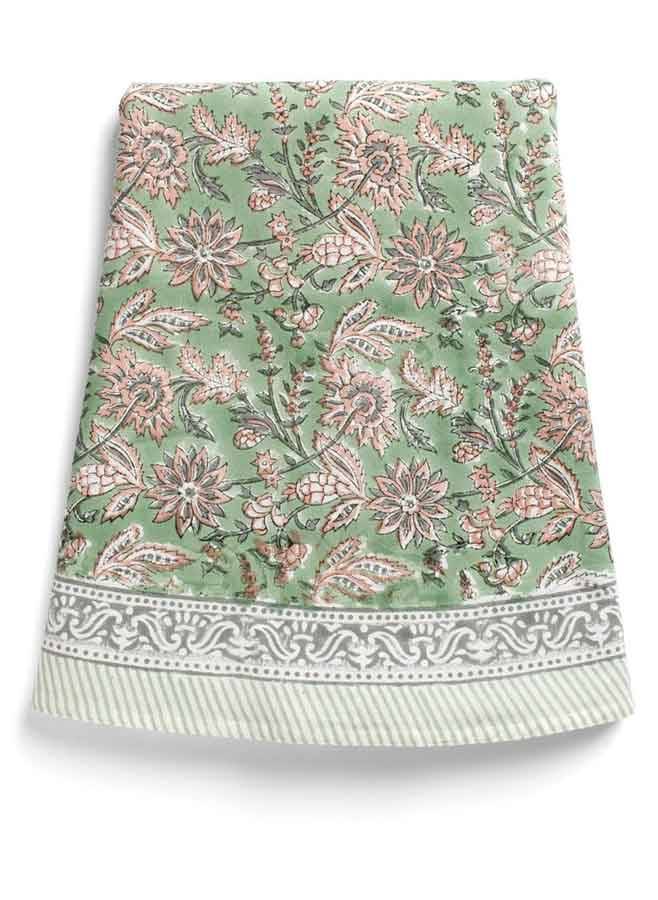 Bordsduk Rund - Indian Summer Green/Rose Ø 220 cm - Chamois
