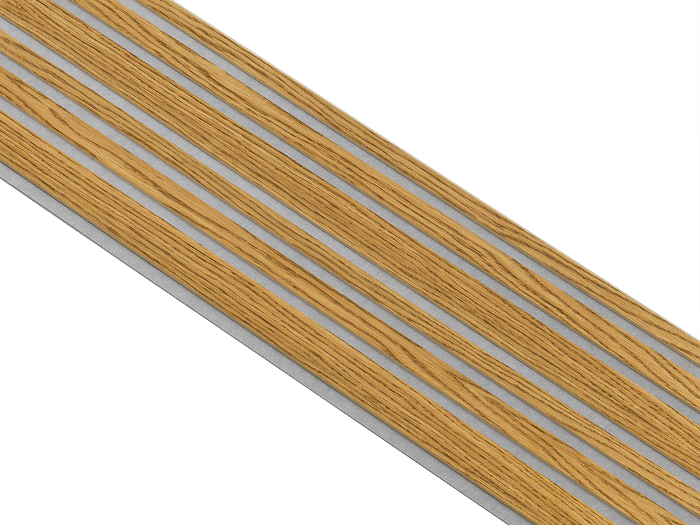 I-Wood Basic Mixed listebredde paneler, i brun oliering - mål 16 x 300 x 2780 mm.