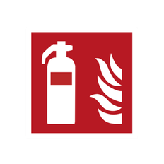 SKILT - Ildslukker symbol, Plast, 150x150mm