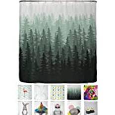 arteneur® Duschdraperi, mögelbeständigt, 180 x 200 cm, återvunnet med Oeko-Tex-standard 100, viktad fåll, ogenomskinligt, vattentätt, tvättbart, 12 ringar och e-bok med rengöringstips, granskog