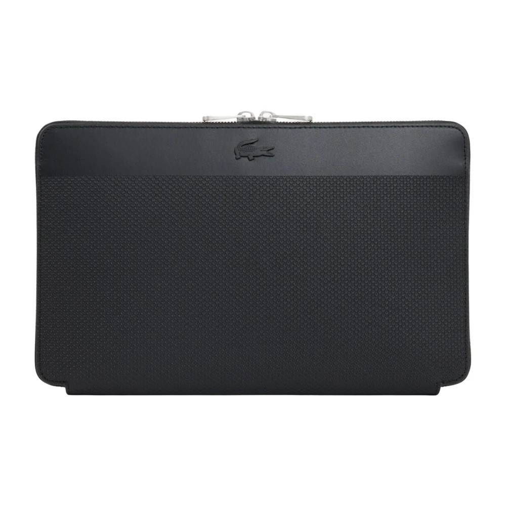 Lacoste Chantaco Piqué Læder Lynlås Pung - Accessories - Herre - Sort - ONE SIZE - Læder
