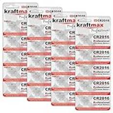 20-pack Kraftmax CR2016 litiumbatteri med hög prestanda/3 V knappcell för professionella tillämpningar – CR 2016