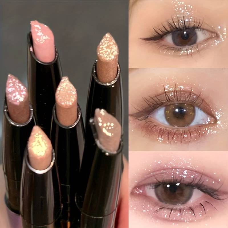 TEMU 6 Colors Sparkling High Gloss Pen Highlighter Stick - Glitter Shimmering Eyeliner Pen For Brightening And Enhancing Eyes For Music Festival