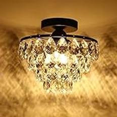 ZenithBeam Mini kristallkrona liten taklampa modern för hall infällda taklampor för sovrum hall vardagsrum (svart)