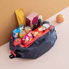 Fashion Reusable Foldable Shopping Bag Women Portable Folding Shopping Bag Tote Bag Storage Grocery Travel Essentials For Holiday Vacation Bag Luggage - Multicolor - Black,Navy Blue