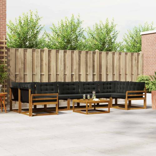 Utomhussoffset med kudde 8 pcs Naturlig och svart