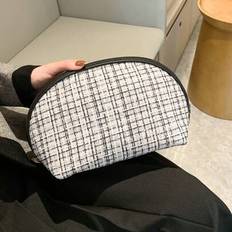 Women&#39;s Large Capacity Semi-Circle Mesh Makeup Bag, Easy Storage For Home, Travel, Office. A Must-Have Gift Idea For White-Collar Girls - White