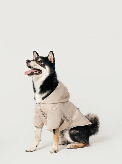 Beige Dog Raincoat | Minimalist Water-Repellent Jacket | PEHOM - Medium (Medium)