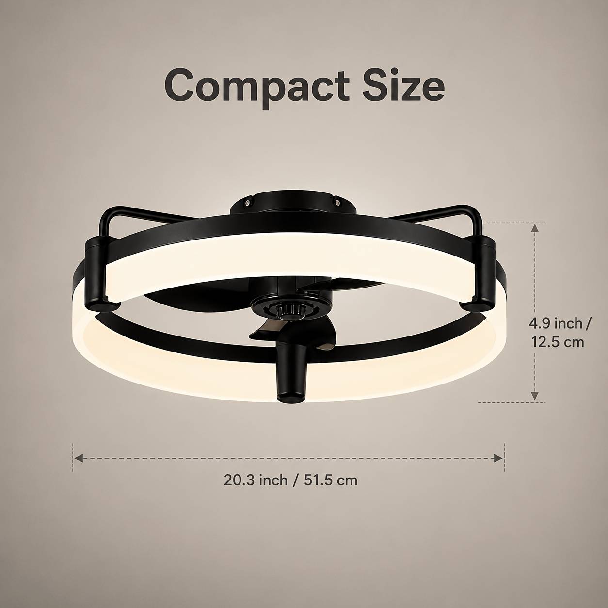 Black Ceiling Fan Light With Remote Control, 6 Adjustable , Timer Silent Operation, 3 Color Temperatures, Perfectly Ideal For In Bedroom And Living Room