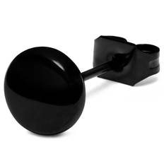 6 mm Svart Stålknapp Örhänge