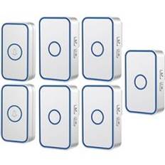 Wemeda trådlös dörrklocka vattentät us eu uk plug 60 chime 5 volume cordless home led light door ring bell 2 button 5 receiver - Vit 2 x 5 / Oss