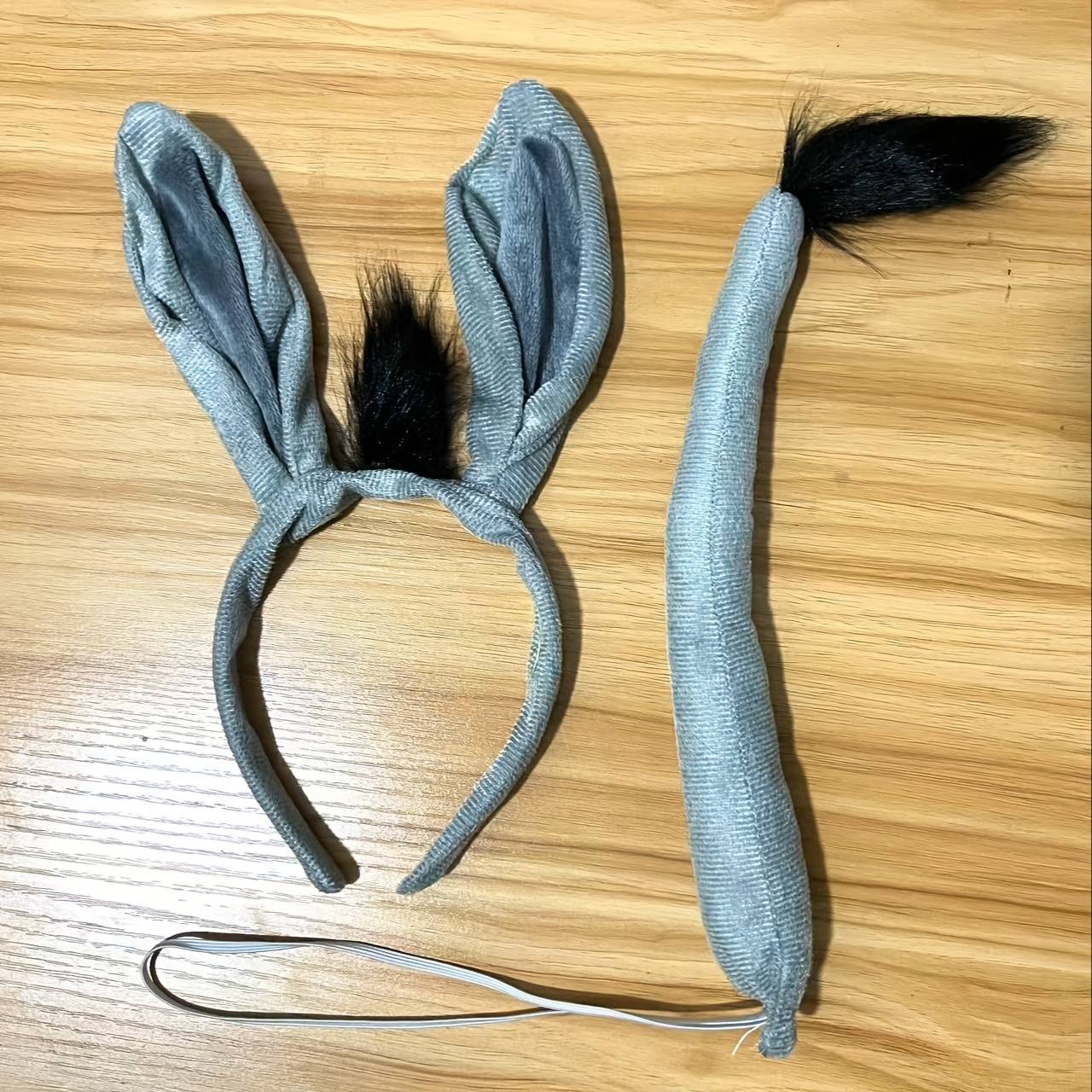 2pcs Donkey Costume Set: Donkey Ears Headband Soft For Dress Up Party Halloween Christmas Birthday Role Play 9.82 Inch, Gray Black