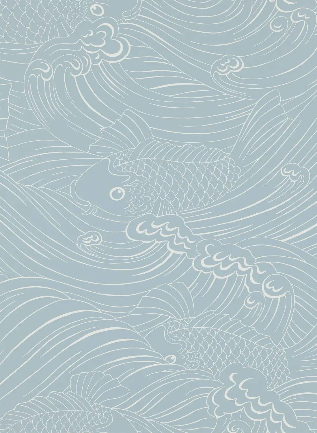 Långelid / von Brömssen Wallpaper Plenty More Fish - Ocean Blue - blue/light blue
