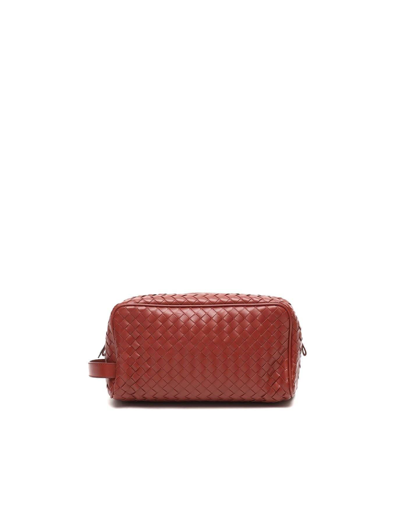 Bottega Veneta Intrecciato Leather Travel Pouch - Red - One Size