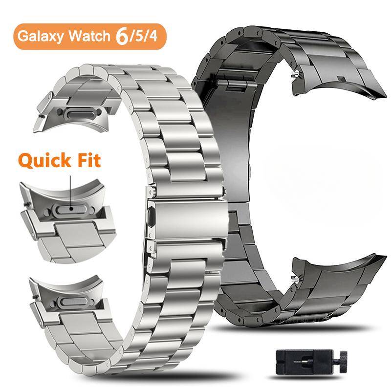 Metallrem för Samsung Galaxy Watch 6 5 4 40 mm 44 mm armband One Click Attachment för Galaxy Watch 6 Classic 43 mm 47 mm band silver