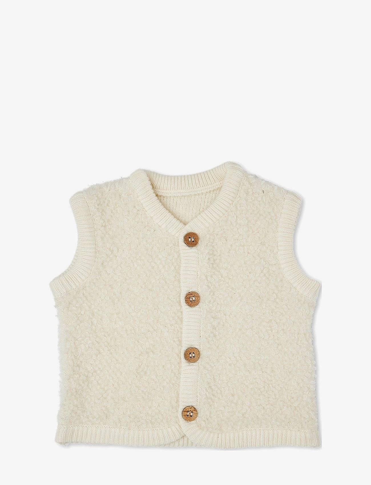 Smallstuff Vest Bouclé Merino Wool W. Buttons - Cream - 68-74