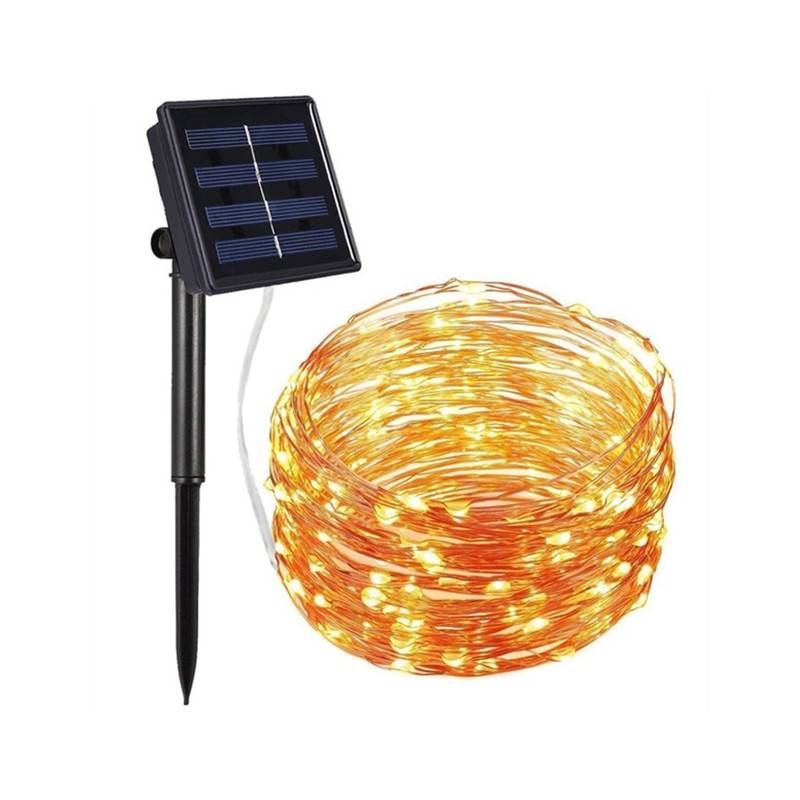 Gräsmatta lampor 10m 20m solar led koppartråd snärta fairy lights vattentät solenergi lampa utomhus jul trädgård dekor - 10m 100 lysdioder / Blå