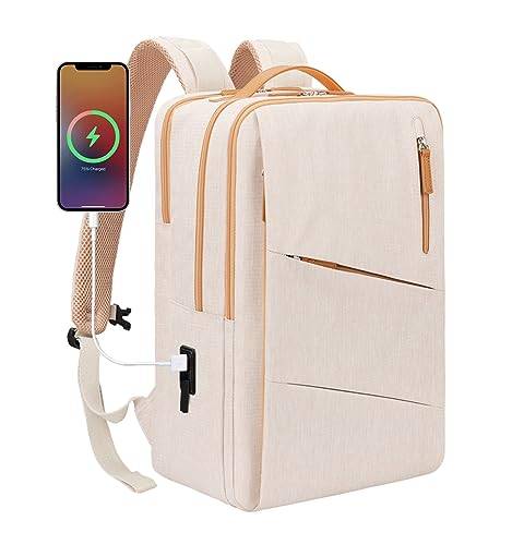 Hp hope Laptopryggsäck dam och herr, 22 l handbagage för 15,6 tum bärbar dator, skolryggsäck med USB-laddningsport, vattentät ryggsäck för resor, arbete, flygresor