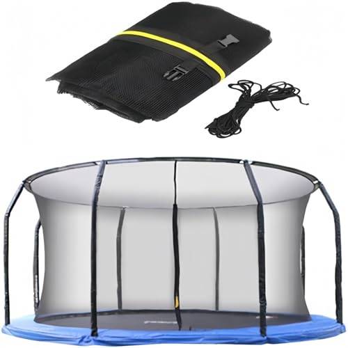 Skyddsnät för studsmatta 244 305 366 427 cm Ersättningsnät för inomhusbruk med dragkedja och spännen, Skyddsnät för trädgårdstrampolin, för 6/8 stänger(14ft/4.27m-6 poles)