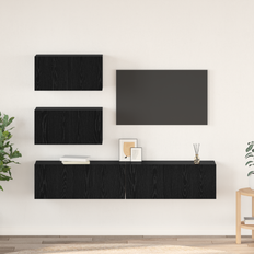 TV-bänkset 4 pcs Svart ek 80 x 30 x 30 cm Konstruerat trä