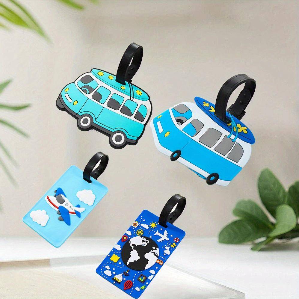 4 Pcs Car Pvc Soft Plastic Luggage Tag Cartoon Luggage Tag Boarding Pass Card Cover Luggage Pendant 4pcs