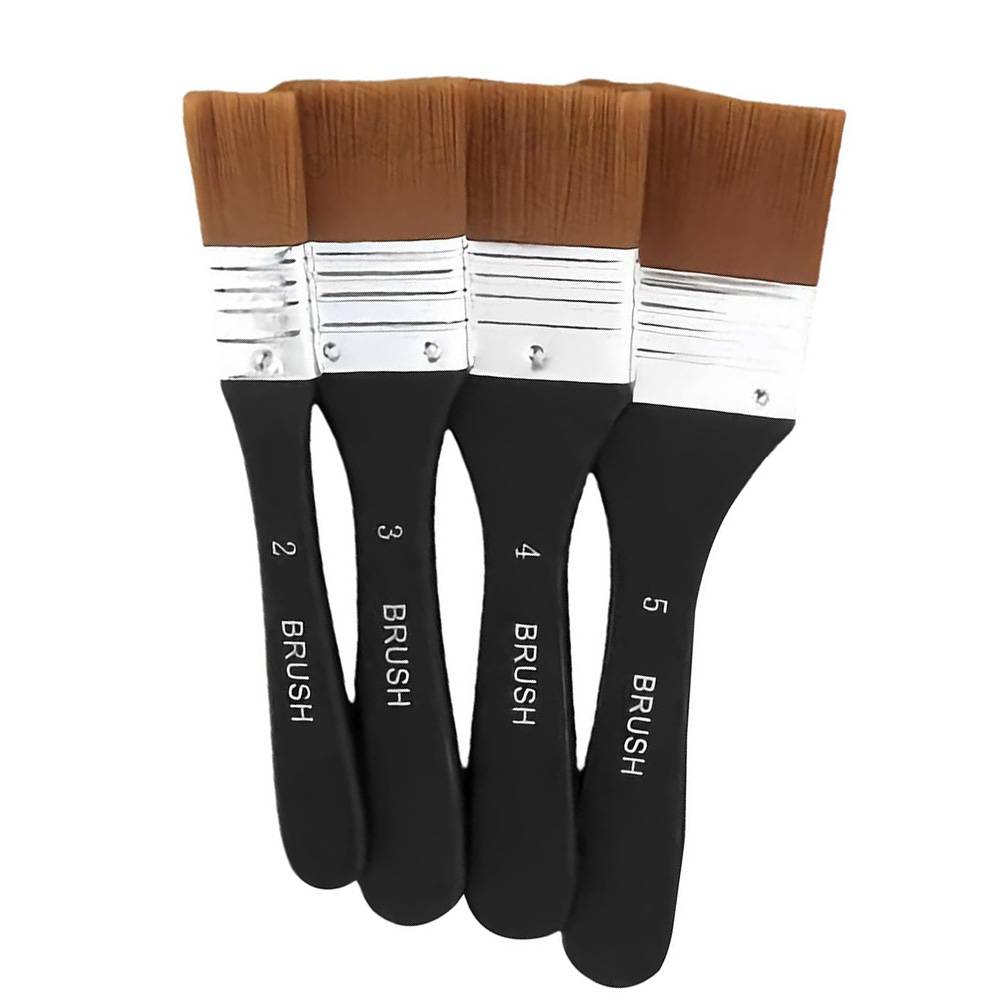 Paint Brush, Flat Bright Paint Brushes Craft Basecoating Paint Brushes with Wooden Handle for Acrylic, Oil, Watercolorercolor