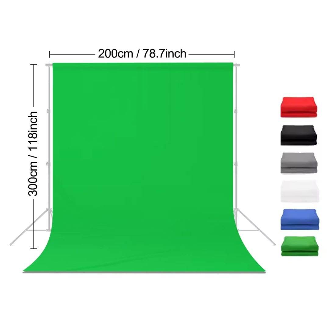 Greenscreen baggrund 200 x 300 cm – Inkl. stof i 6 farver - iHero
