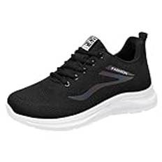 Vardagliga skor för män halkskydd mode sneakers tennis jogging gym fitness sneakers casual snörning mode skor bekväma tjocka promenadskor skridskor atletiska formella klassiska sneakers, Svart, 40.5