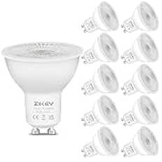 ZIKEY 7W GU10 LED-lampor, neutralvit 4000K, 650LM, motsvarande 60W Halogen Spotlight, 38° spridningsvinkel, energibesparande LED-lampor, ej dimbara, 10-pack